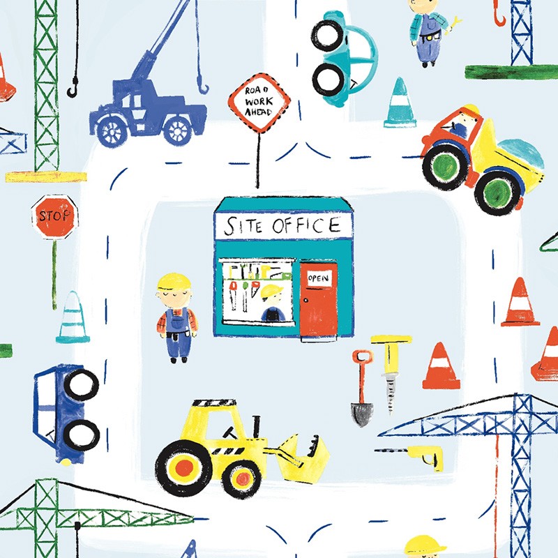 Papel De Pared Make Believe – Roadworks Ahead Blue 11051